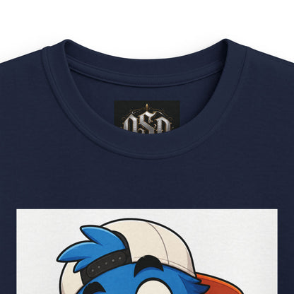 Kids Tee — Blue Cartoon Character Peace Sign Graphic Shirt