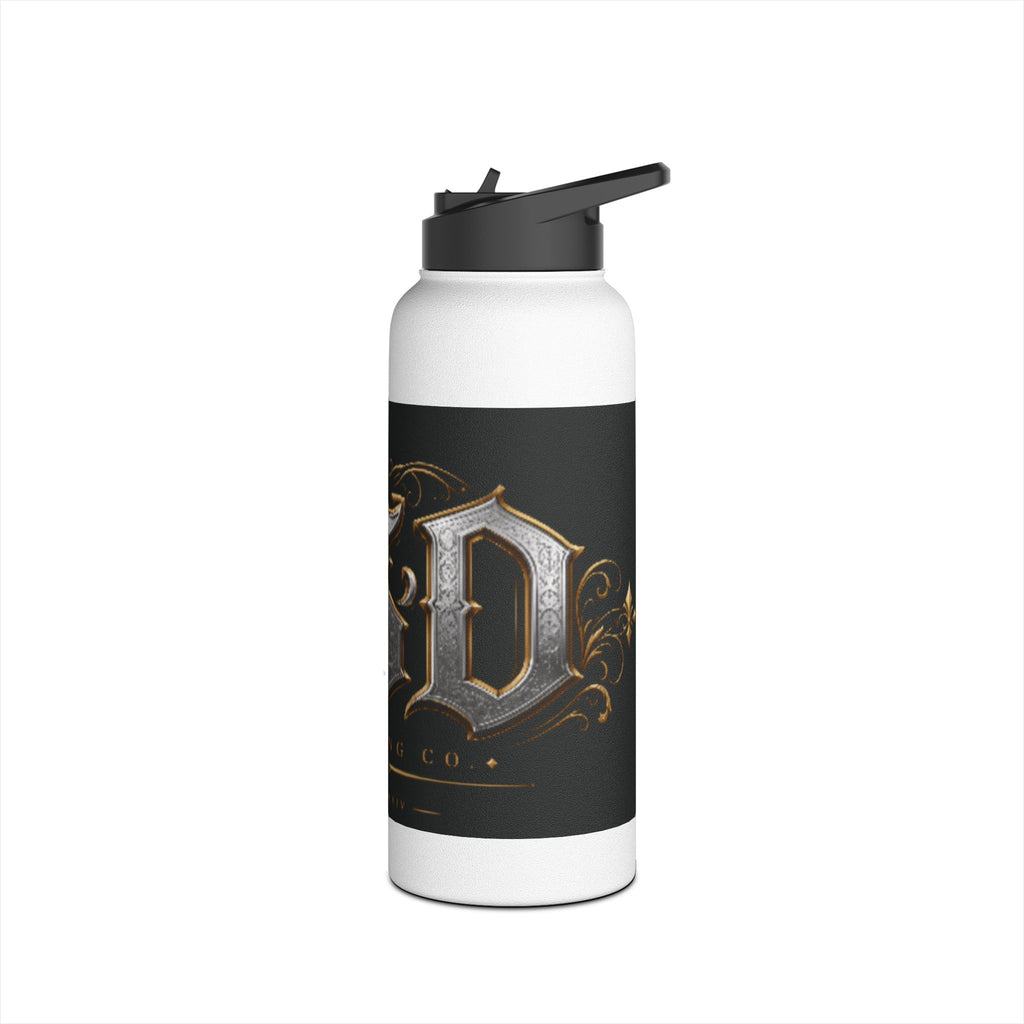 Ornate Gothic Stainless Steel Water Bottle — Vintage Monogram Design