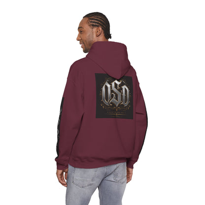 Graphic Hoodie — Gothic "OSD" Logo Pullover with Sleeve Panels