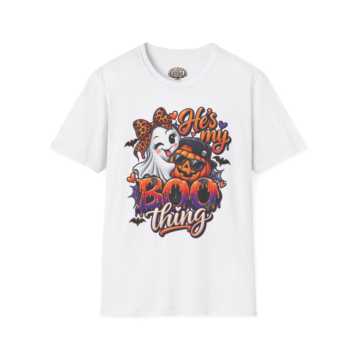 Halloween "He's My Boo Thing" T-Shirt — Cute Ghost & Pumpkin Couple Tee