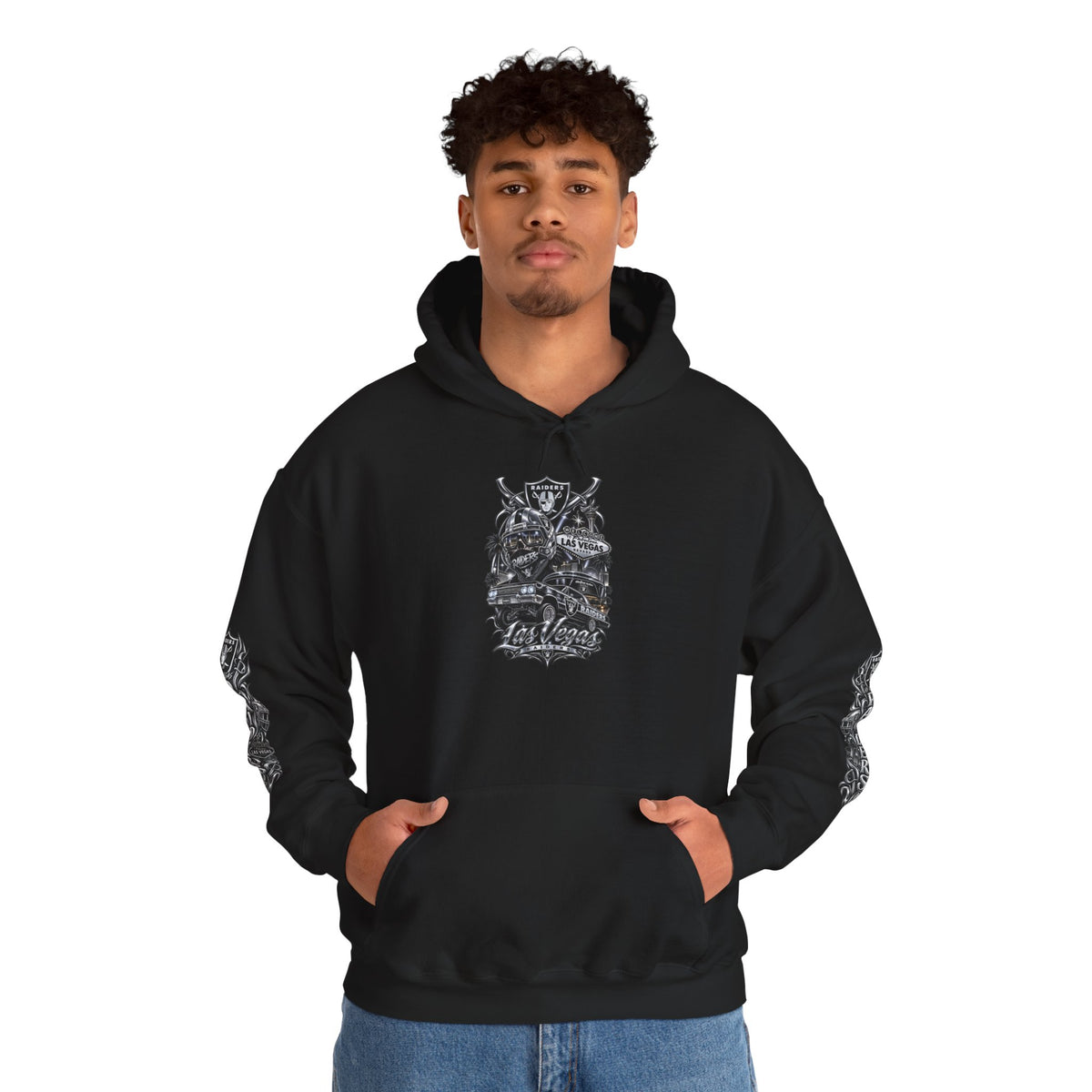 Las Vegas Raider Hoodie — Raider Graphic Pullover with Sleeve Art
