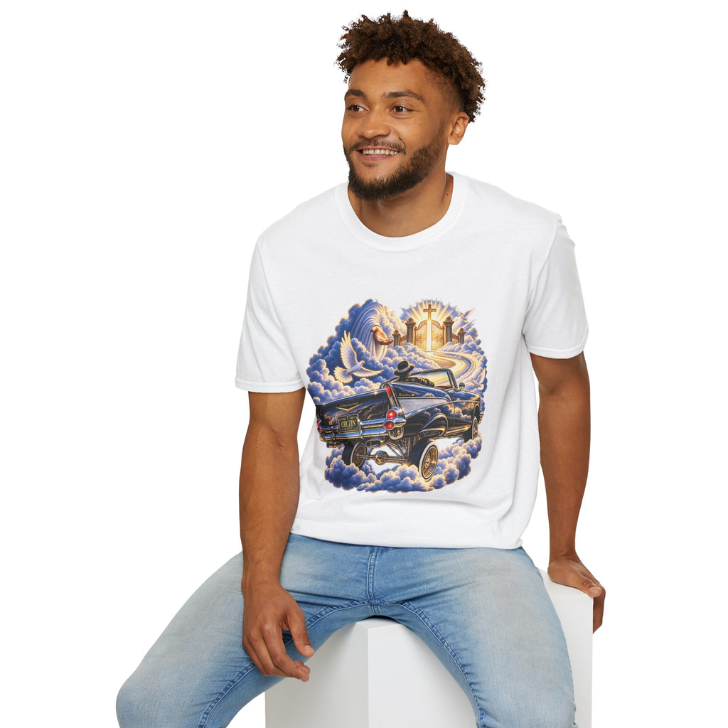 Christian Heaven Car Tribute T-Shirt — Guardian Angel, Cross & Dove T Shirt