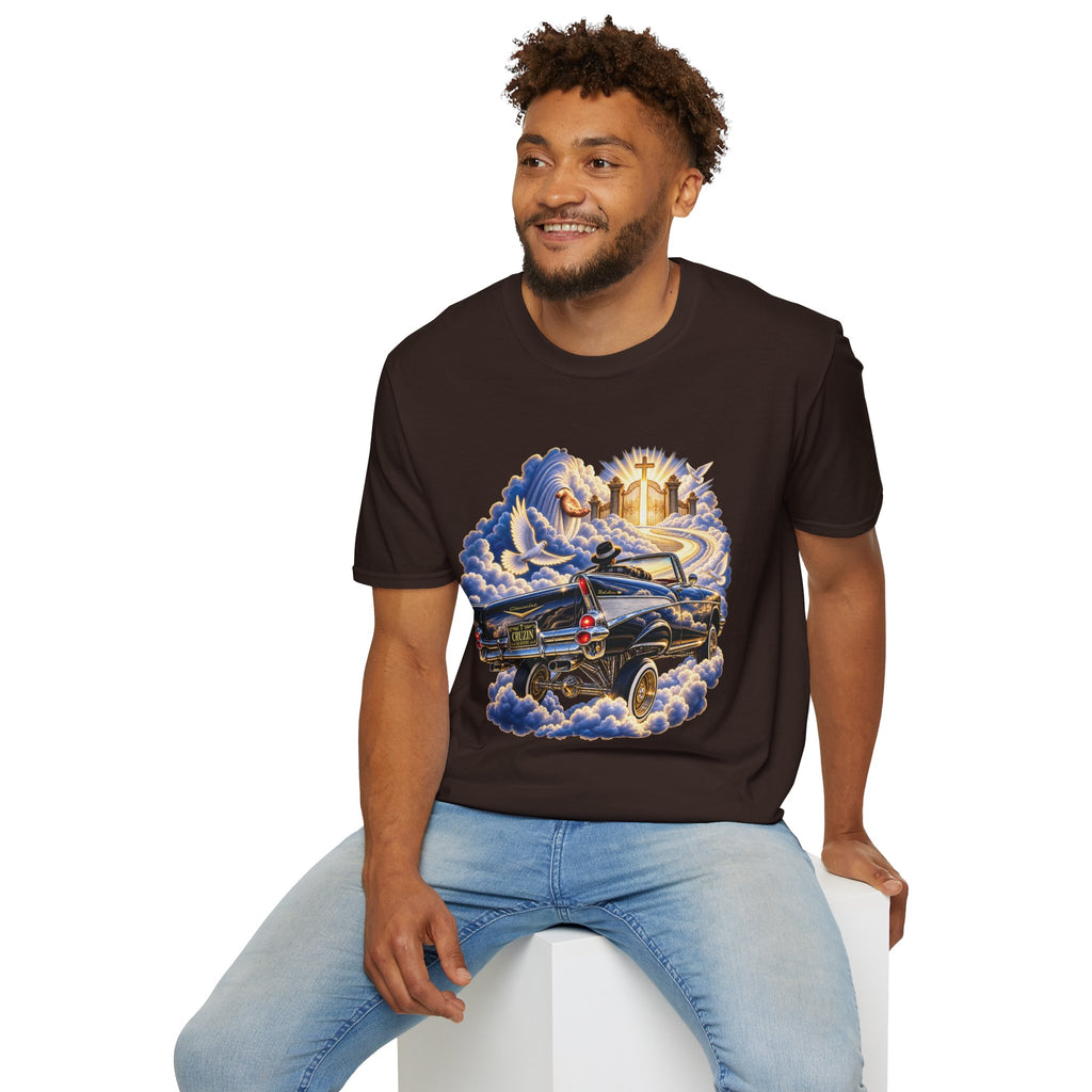 Christian Heaven Car Tribute T-Shirt — Guardian Angel, Cross & Dove T Shirt