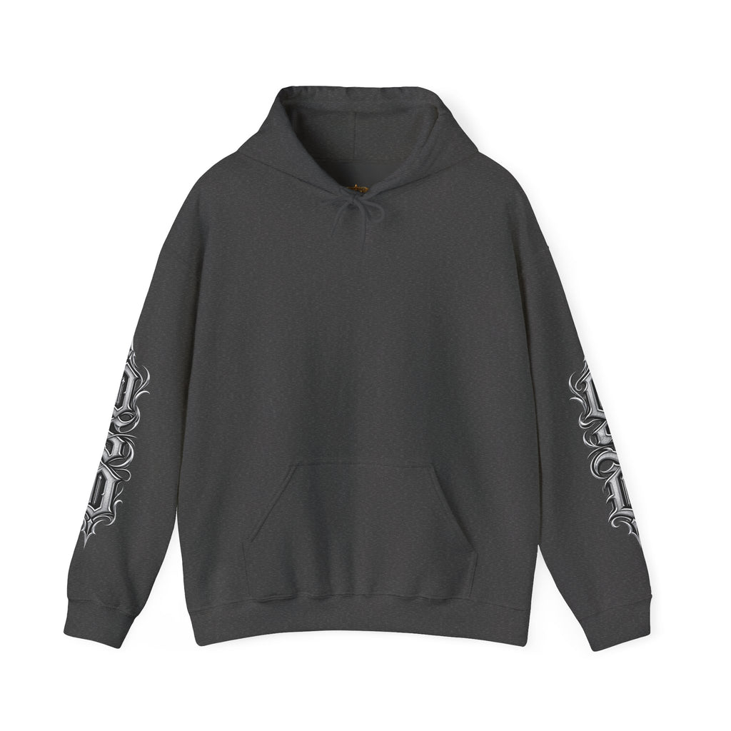 Hoodie — Ornate Gothic "OSD" Logo Sleeve & Back Streetwear Hoodie