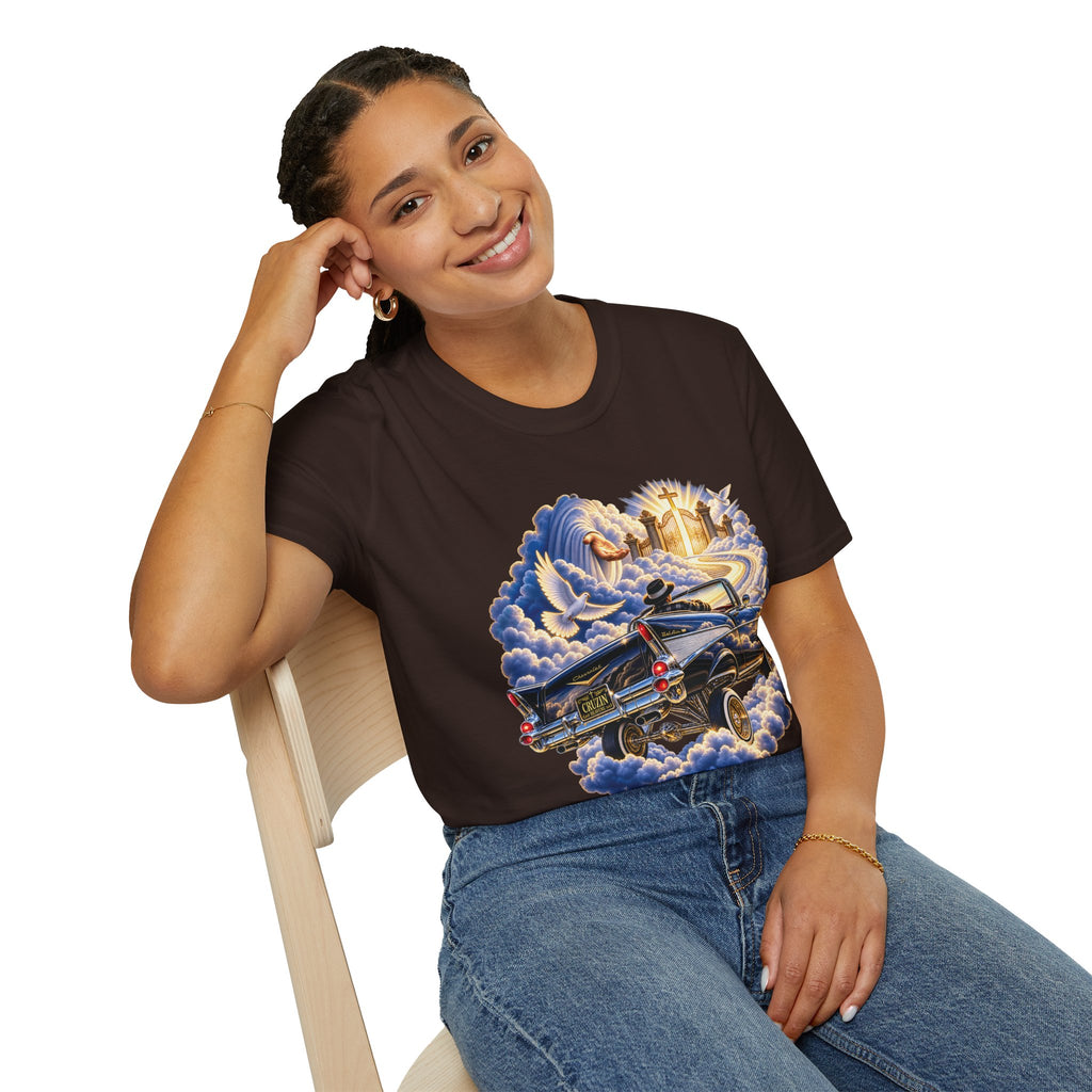 Christian Heaven Car Tribute T-Shirt — Guardian Angel, Cross & Dove T Shirt