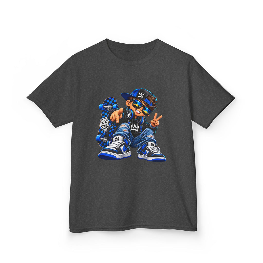 Kids Tee — Cool Skate Kid Graphic T-Shirt (Blue Streetwear)