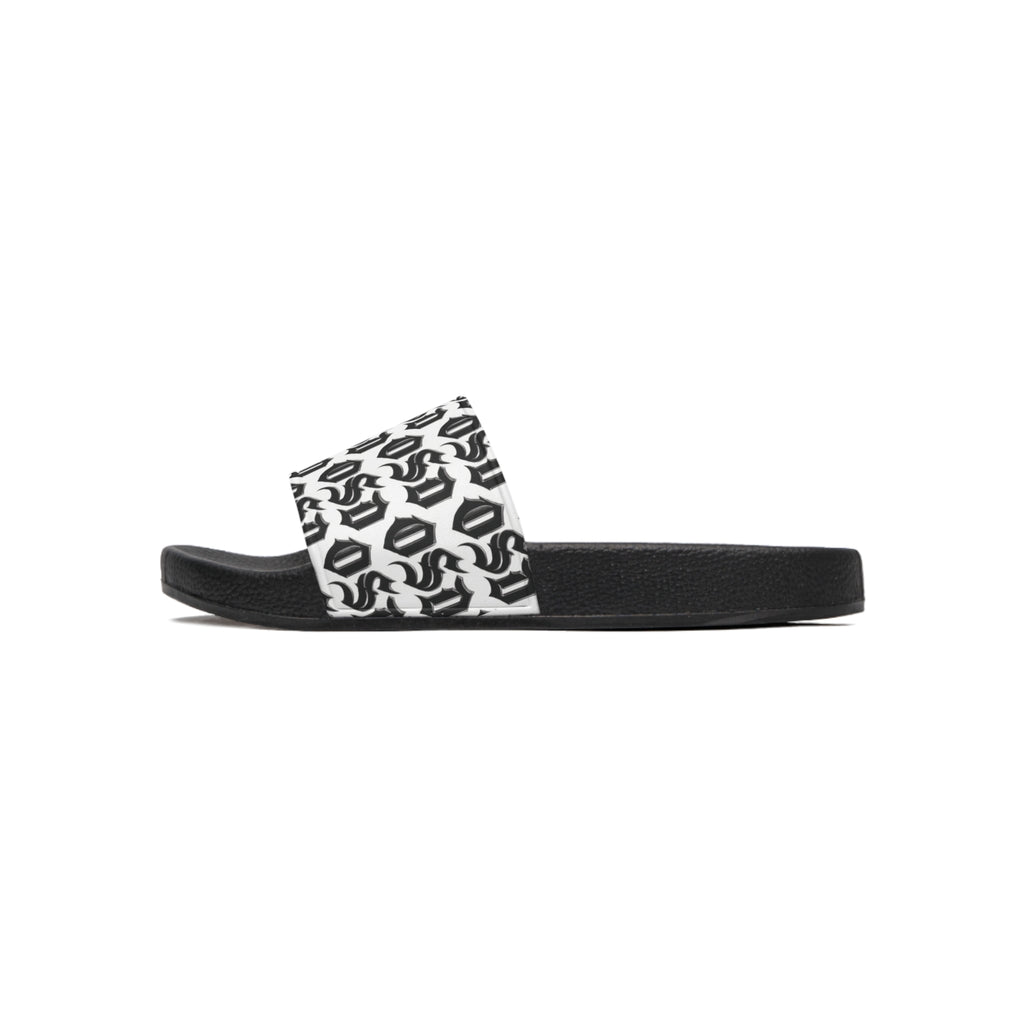 Slide Sandals —  '0SD' Monogram Black & White Lounge Slides