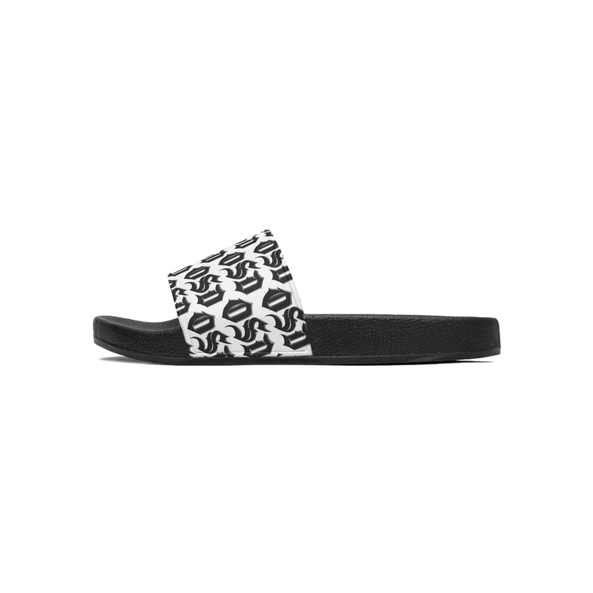 Slide Sandals —  '0SD' Monogram Black & White Lounge Slides