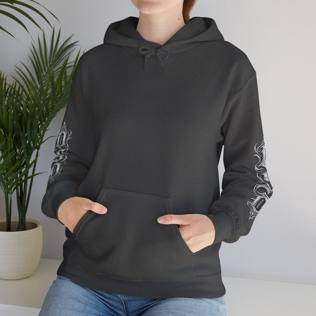 Hoodie — Ornate Gothic "OSD" Logo Sleeve & Back Streetwear Hoodie