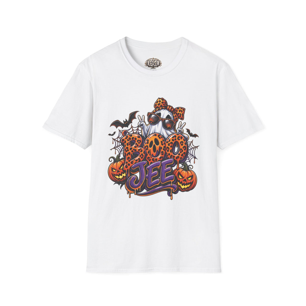 Ghost Boo Leopard Halloween T-Shirt — 'Boo' Graphic Pumpkin Bat Tee