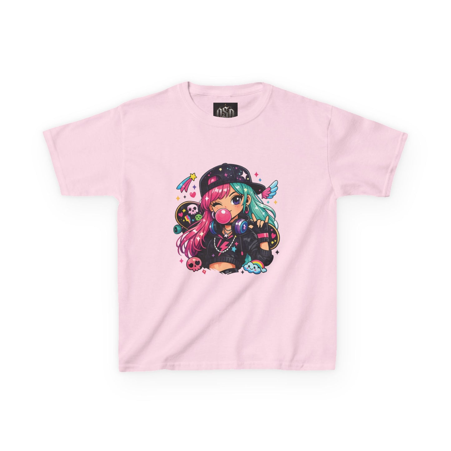 Kids Anime Gamer Tee — Colorful Kawaii Girl Graphic