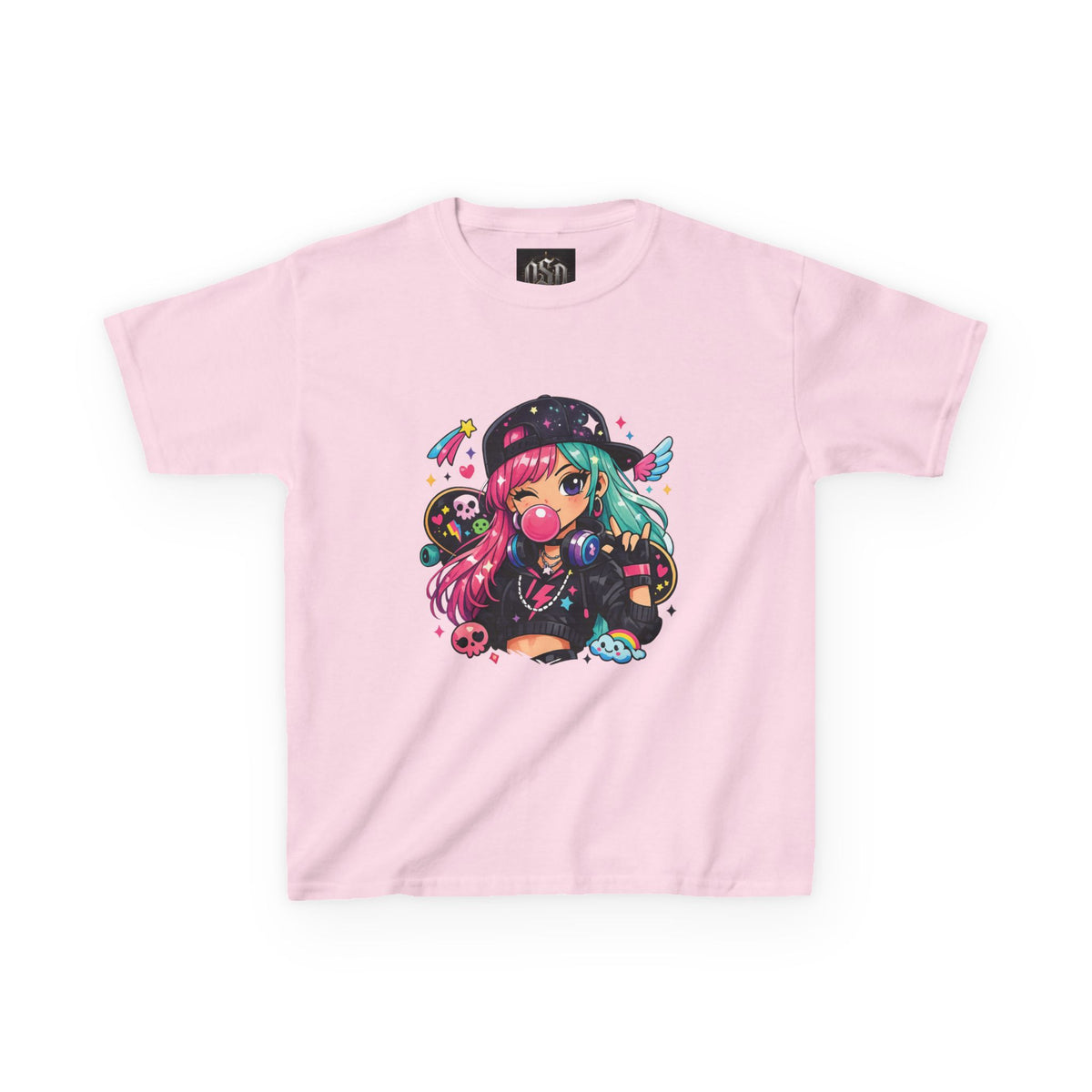 Kids Anime Gamer Tee — Colorful Kawaii Girl Graphic