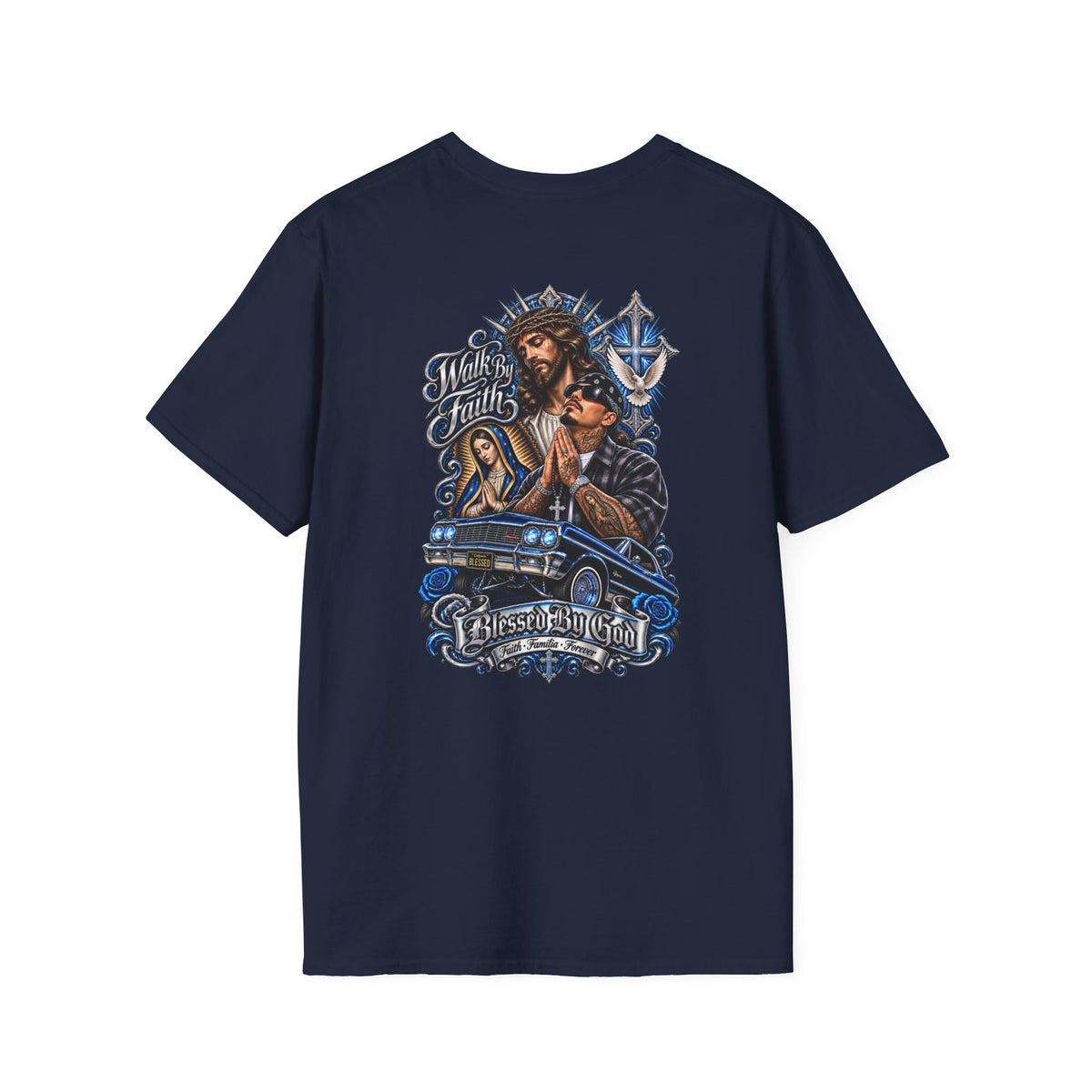 Jesus Prays T-Shirt – Faith, Cross & Blessed Are the Merciful Graphic Tee