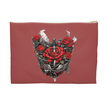 Gothic Rose Sword Accessory Pouch — Vintage OSD Crest Makeup Bag