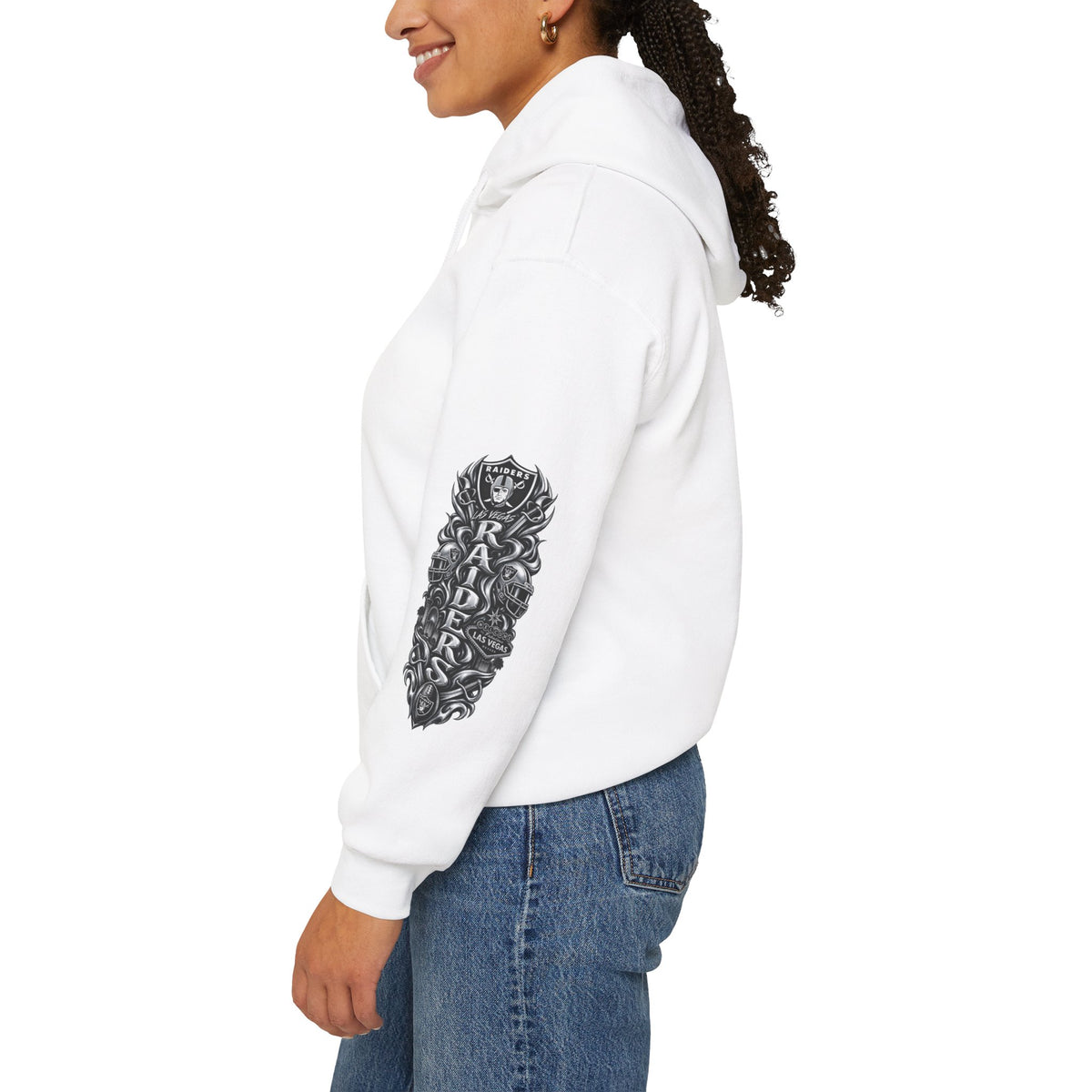 Las Vegas Raider Hoodie — Raider Graphic Pullover with Sleeve Art