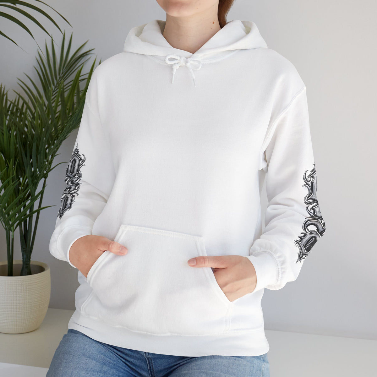 Hoodie — Ornate Gothic "OSD" Logo Sleeve & Back Streetwear Hoodie