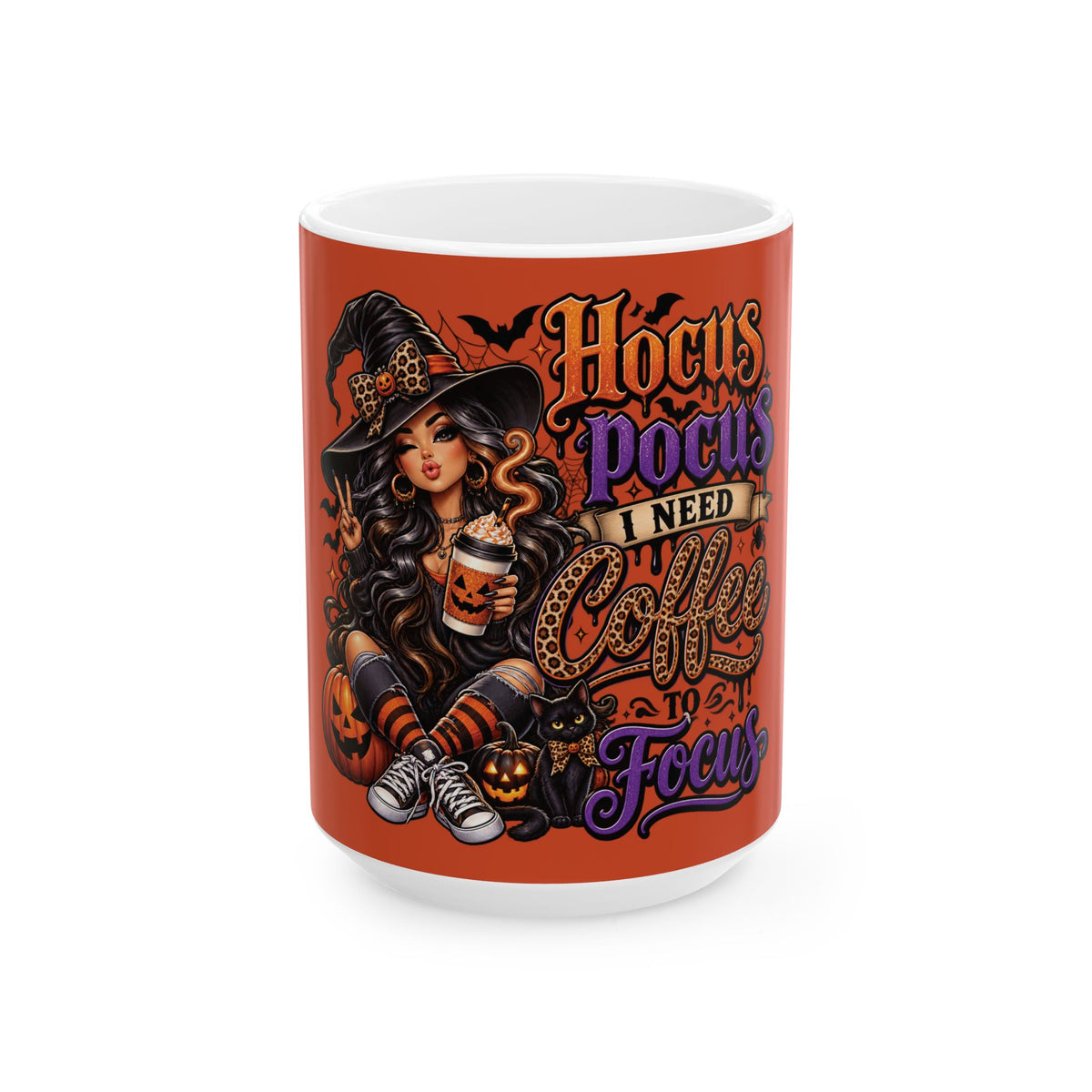 Hocus Pocus I Need Coffee To Focus Halloween Ceramic Mug (11oz/15oz)