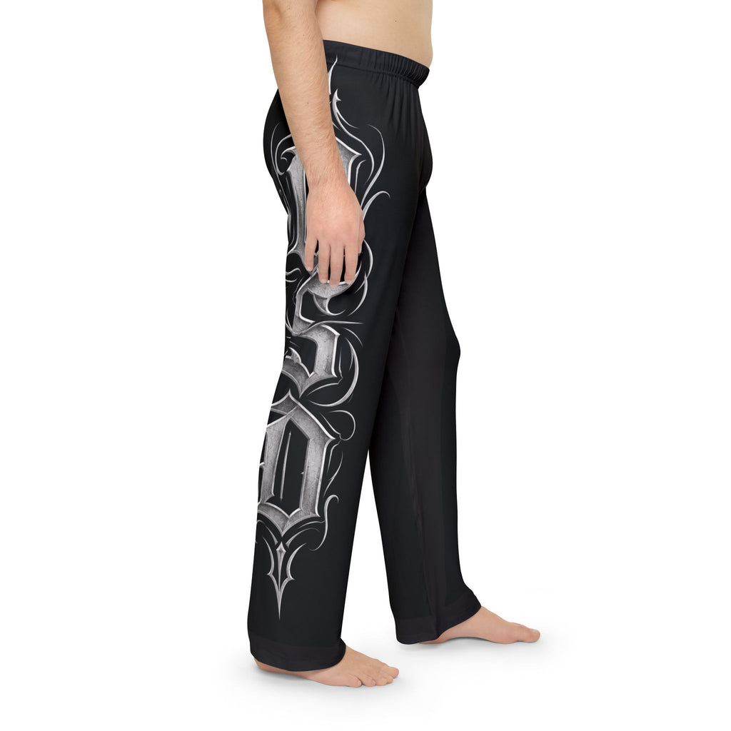 Gothic Script Lounge Pants — Men's Printed Pajama Trousers