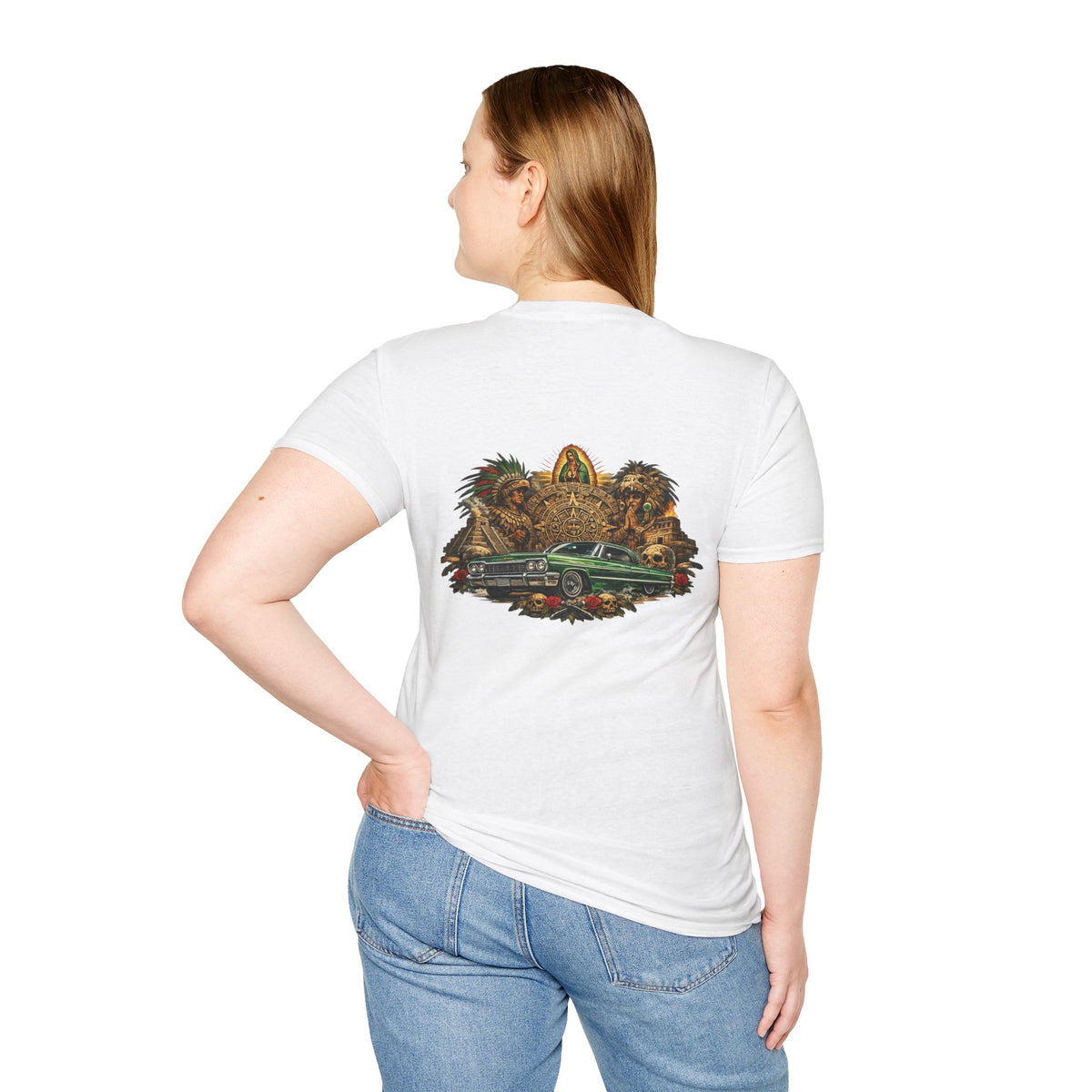 Classic White T-Shirt  Aztec Print - Minimalist Casual Tee