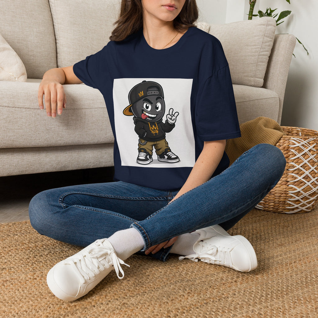 Character Graphic T‑Shirt — Cartoon Peace Sign Streetwear Tee