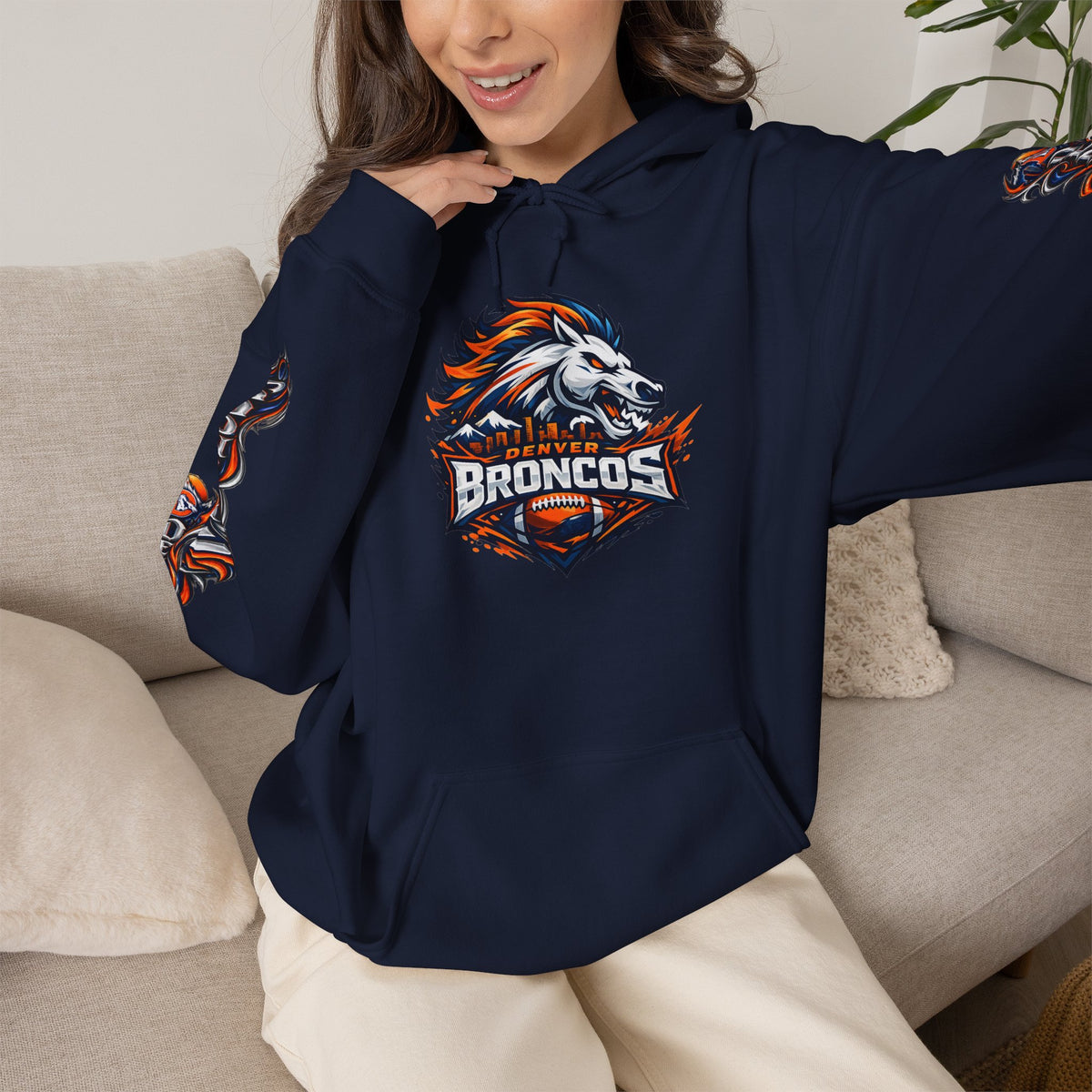 Broncos Fierce Hoodie — Team Logo Sleeve Pullover