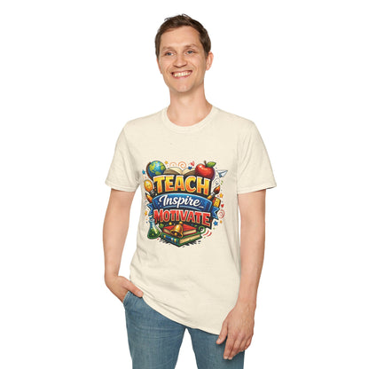 Teacher "Teach Inspire Motivate" T-Shirt — Colorful School Education Tee