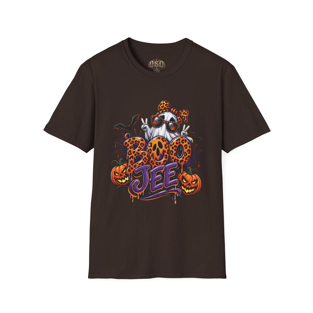 Ghost Boo Leopard Halloween T-Shirt — 'Boo' Graphic Pumpkin Bat Tee