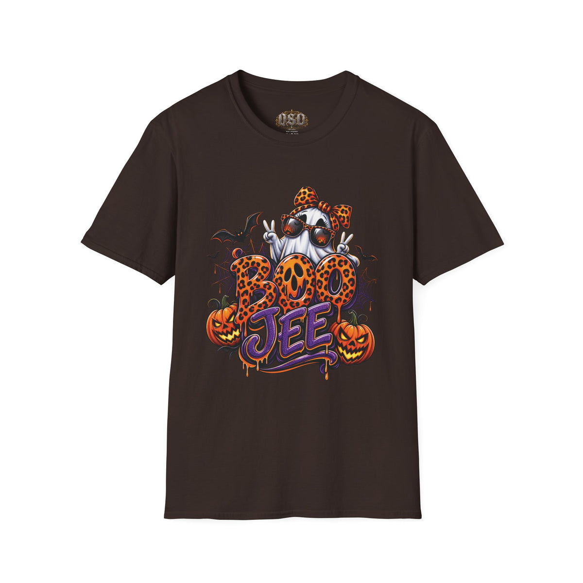 Ghost Boo Leopard Halloween T-Shirt — 'Boo' Graphic Pumpkin Bat Tee