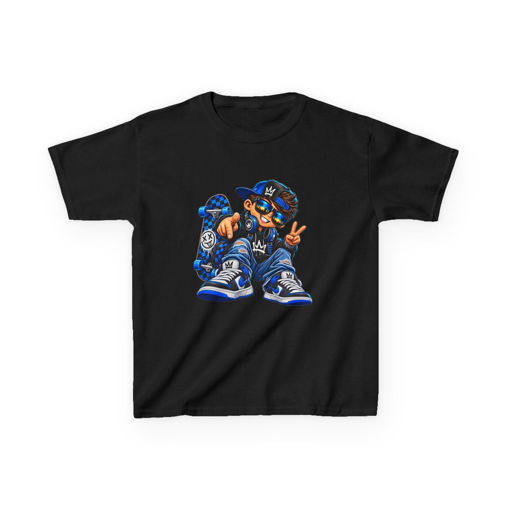 Kids Tee — Cool Skate Kid Graphic T-Shirt (Blue Streetwear)