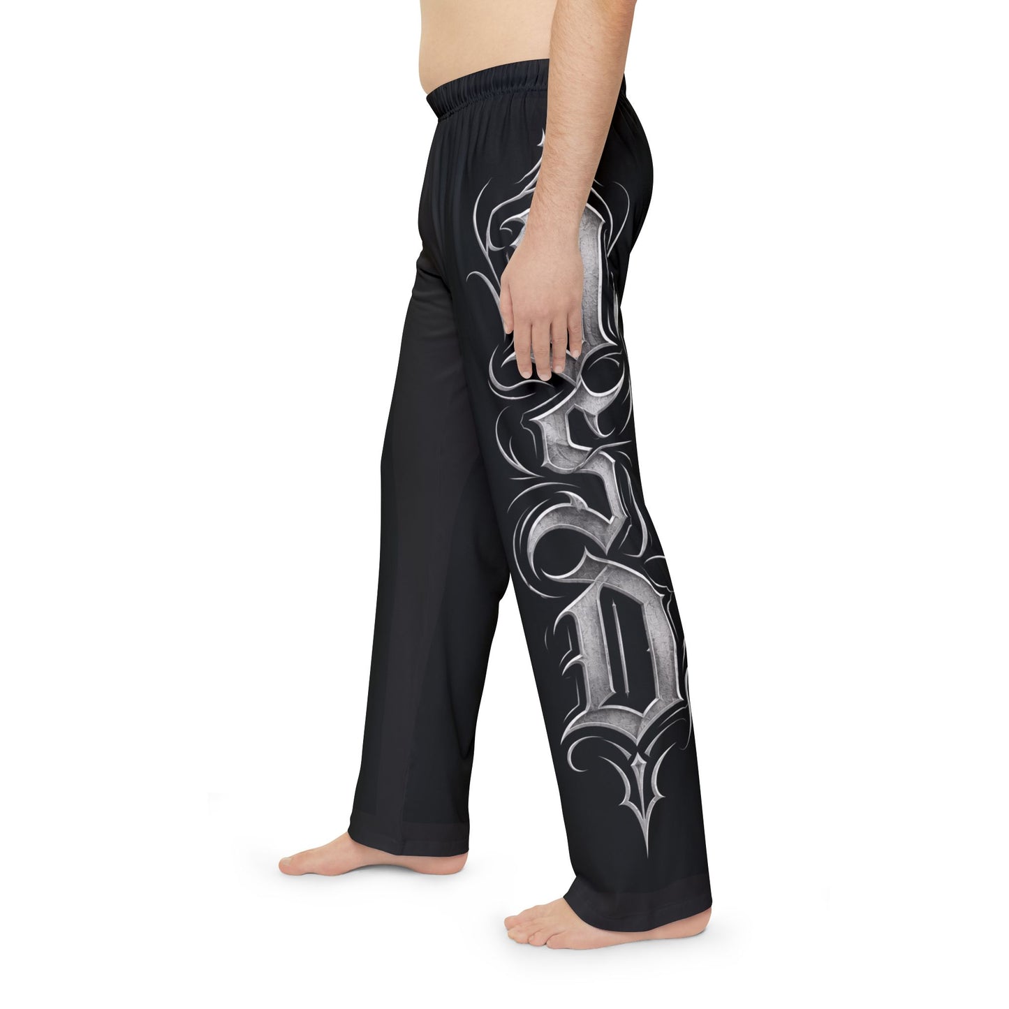 Gothic Script Lounge Pants — Men's Printed Pajama Trousers