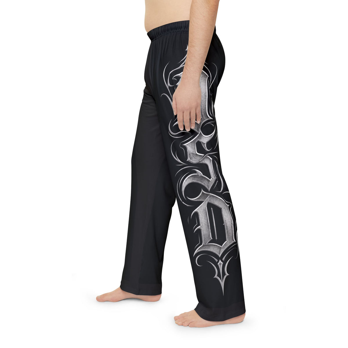 Gothic Script Lounge Pants — Men's Printed Pajama Trousers