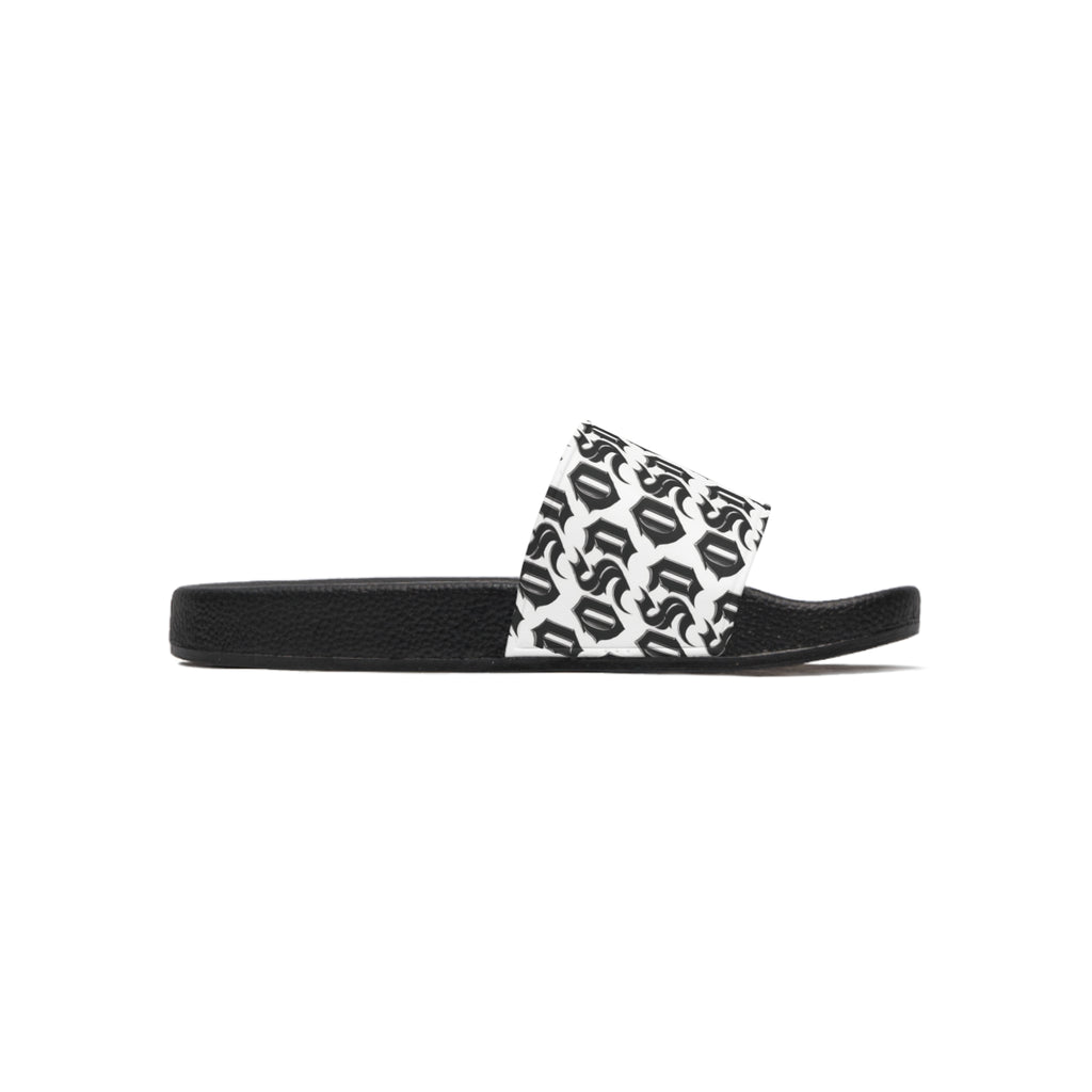 Slide Sandals —  '0SD' Monogram Black & White Lounge Slides