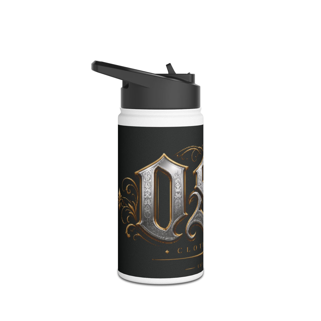 Ornate Gothic Stainless Steel Water Bottle — Vintage Monogram Design