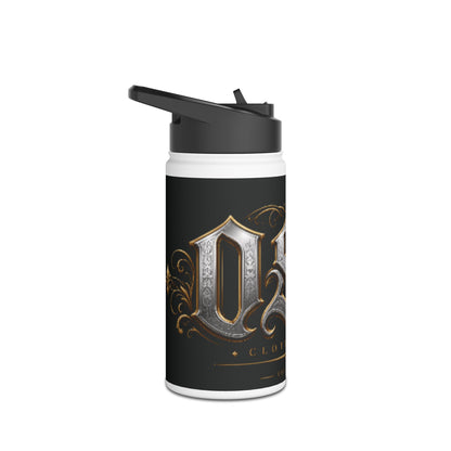 Ornate Gothic Stainless Steel Water Bottle — Vintage Monogram Design
