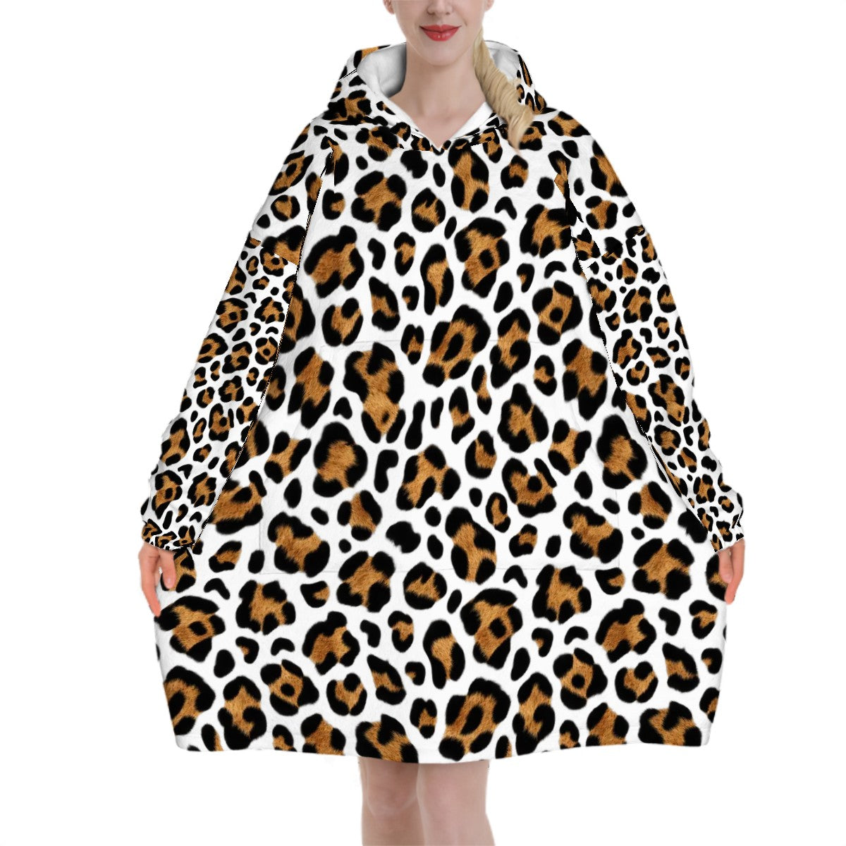 Adult Blanket Hoodie  Golden Leopard Print