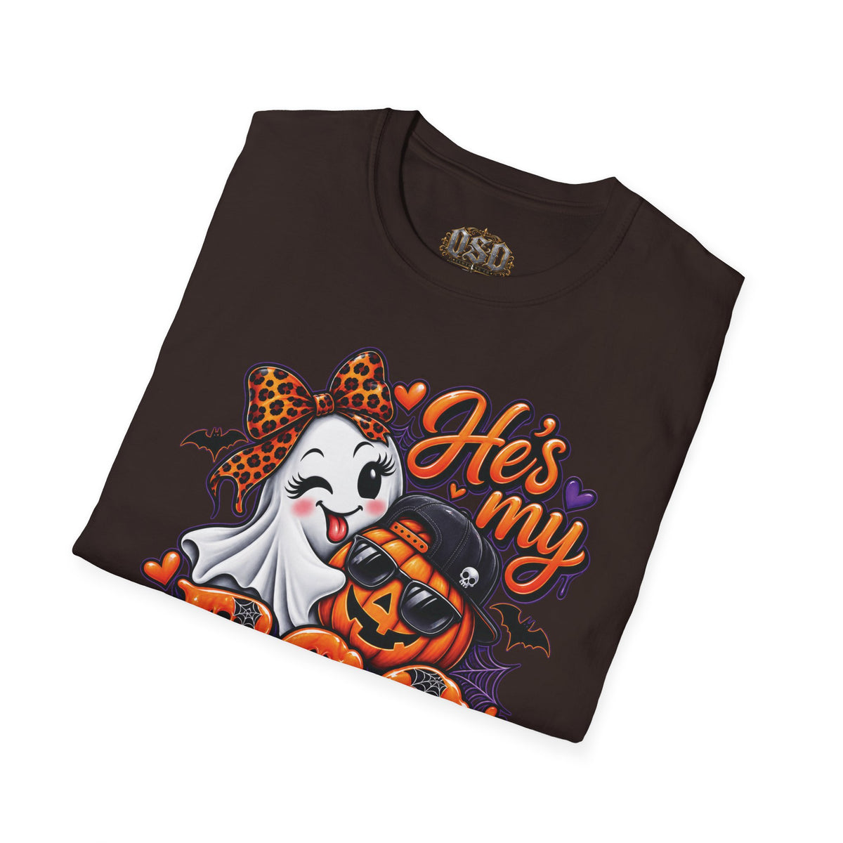 Halloween "He's My Boo Thing" T-Shirt — Cute Ghost & Pumpkin Couple Tee