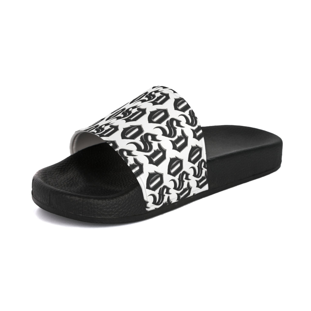 Slide Sandals —  '0SD' Monogram Black & White Lounge Slides