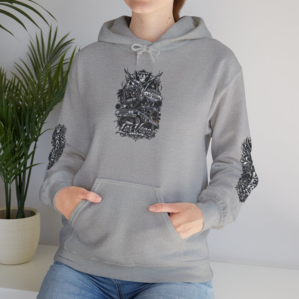 Las Vegas Raider Hoodie — Raider Graphic Pullover with Sleeve Art