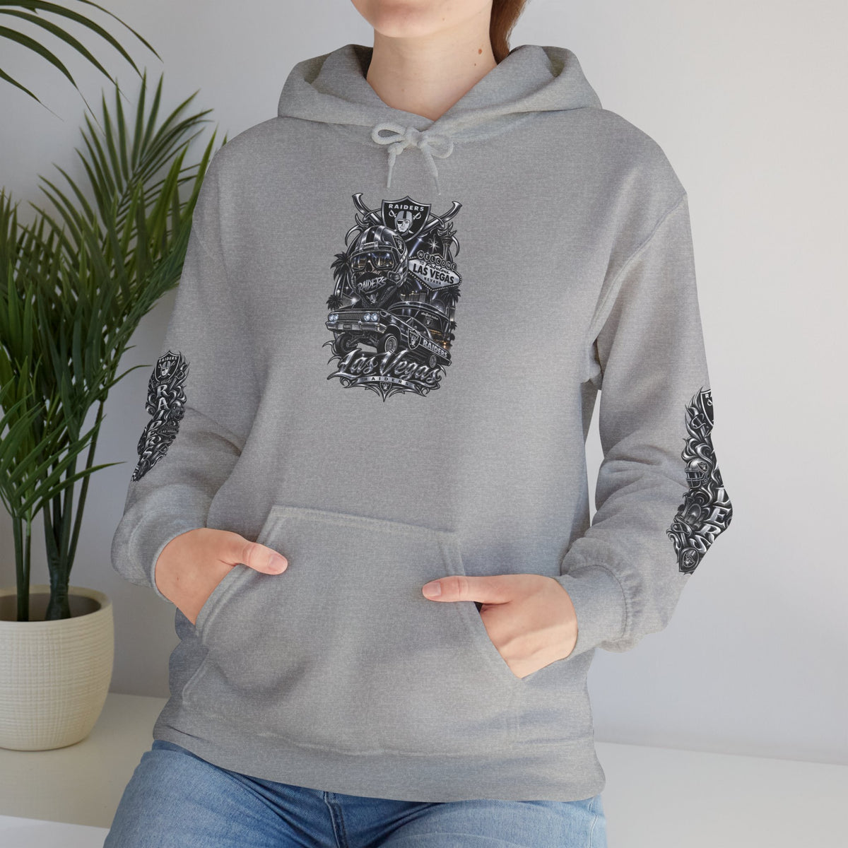 Las Vegas Raider Hoodie — Raider Graphic Pullover with Sleeve Art