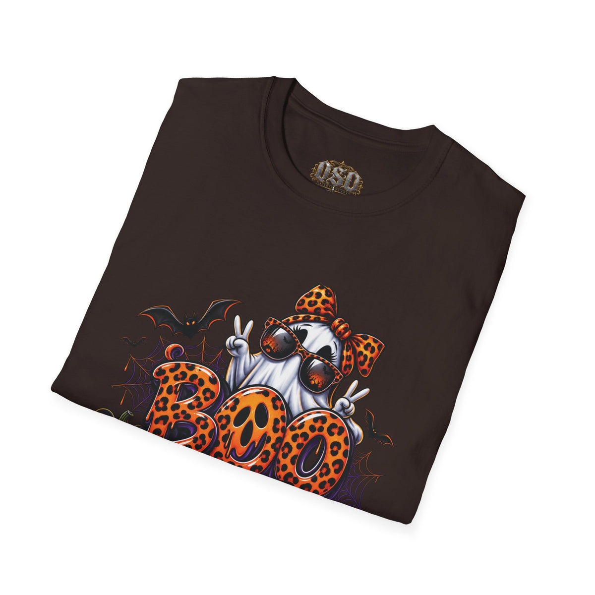 Ghost Boo Leopard Halloween T-Shirt — 'Boo' Graphic Pumpkin Bat Tee