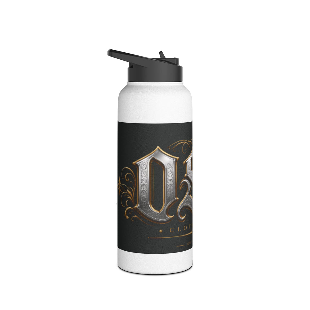 Ornate Gothic Stainless Steel Water Bottle — Vintage Monogram Design