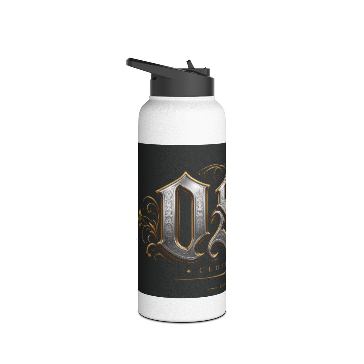 Ornate Gothic Stainless Steel Water Bottle — Vintage Monogram Design