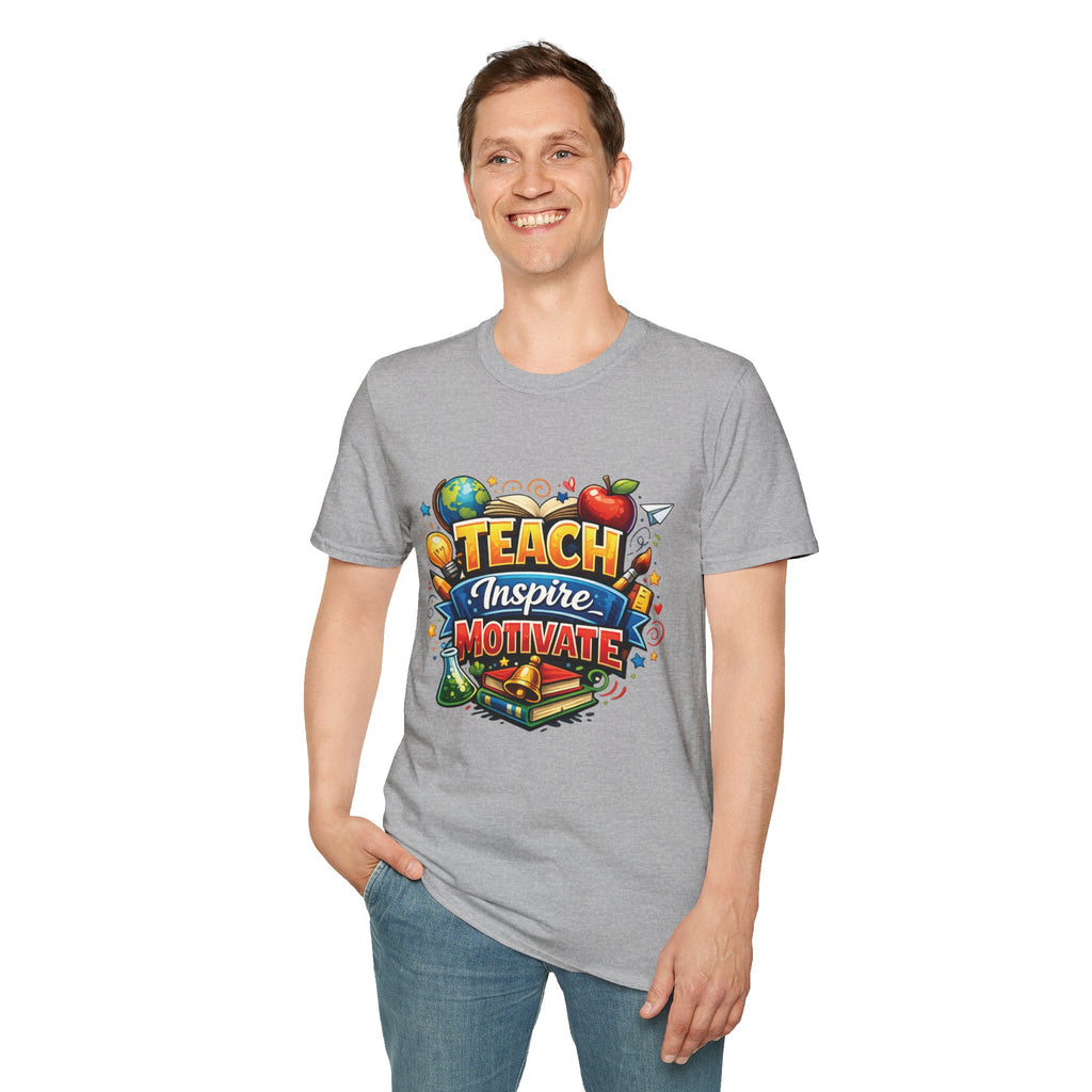 Teacher "Teach Inspire Motivate" T-Shirt — Colorful School Education Tee