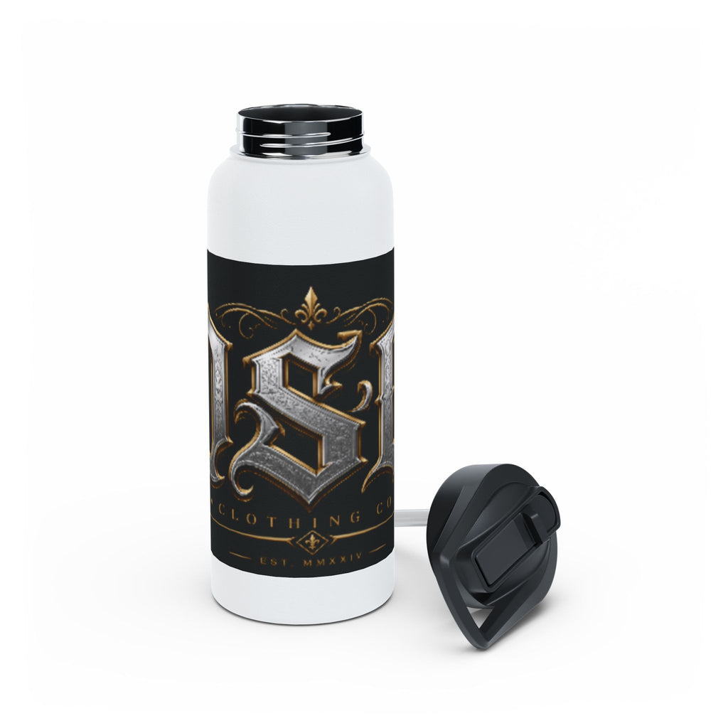 Ornate Gothic Stainless Steel Water Bottle — Vintage Monogram Design