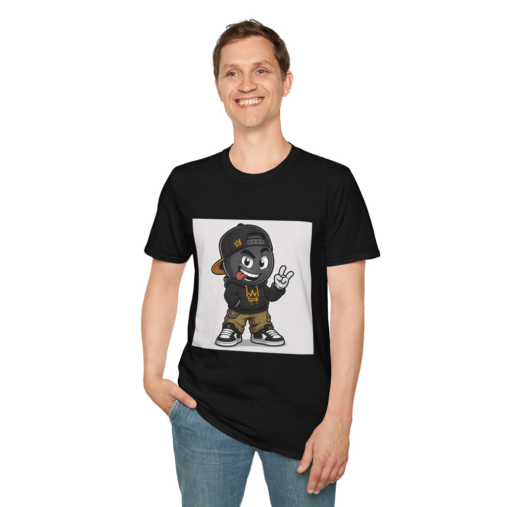 Character Graphic T‑Shirt — Cartoon Peace Sign Streetwear Tee