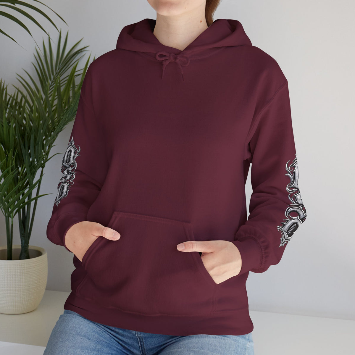 Hoodie — Ornate Gothic "OSD" Logo Sleeve & Back Streetwear Hoodie