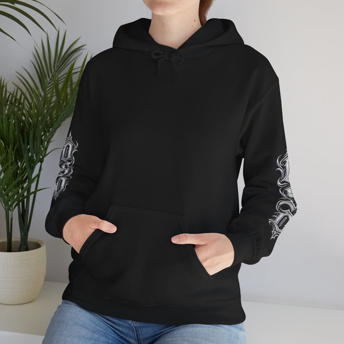 Hoodie — Ornate Gothic "OSD" Logo Sleeve & Back Streetwear Hoodie