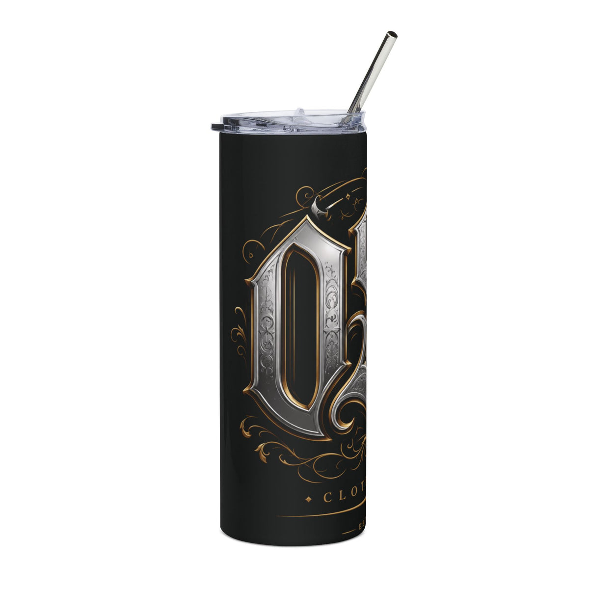 Gothic Monogram 20oz Stainless Tumbler — Metallic S Letter Travel Cup