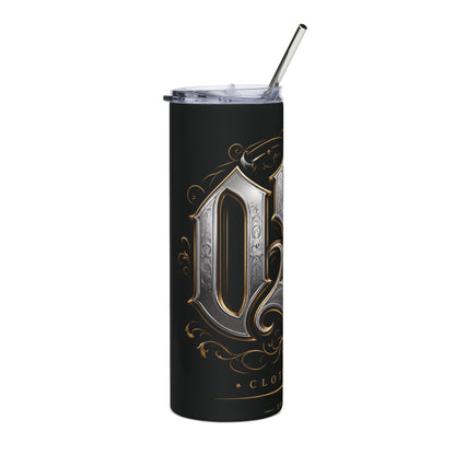 Gothic Monogram 20oz Stainless Tumbler — Metallic S Letter Travel Cup