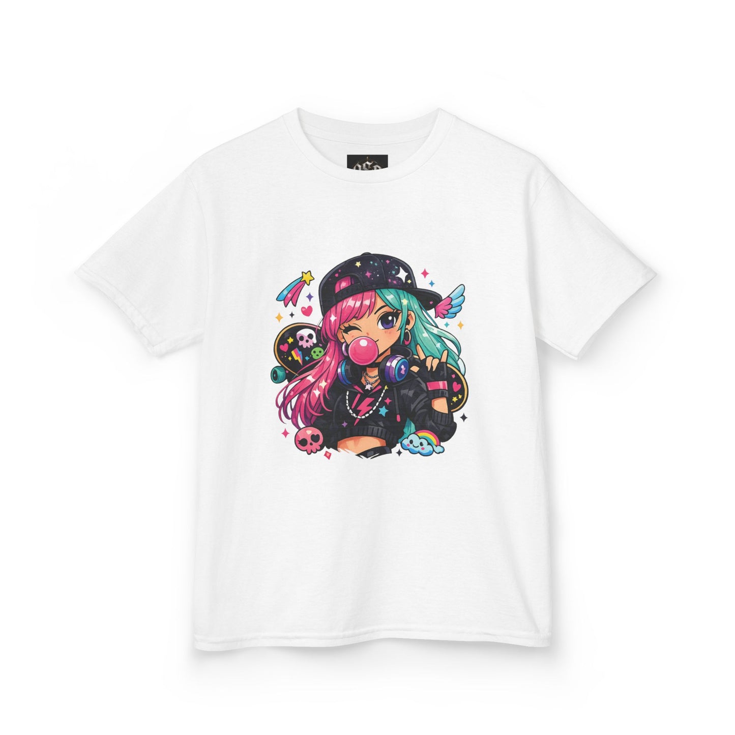 Kids Anime Gamer Tee — Colorful Kawaii Girl Graphic